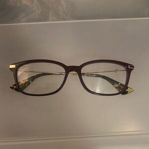 Gucci Women's Maroon and Gold Glasses